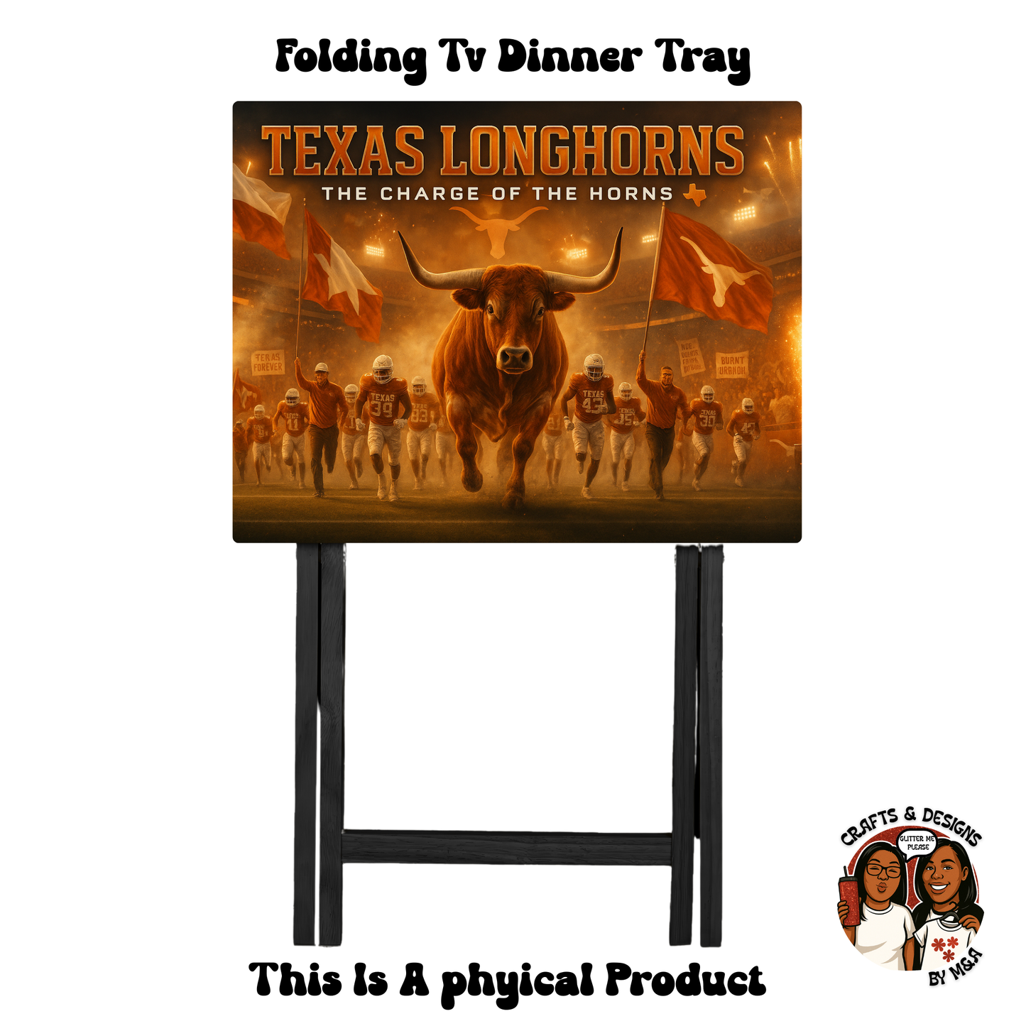 Texas Longhorns The Charge Of The Horns Nation Folding Tv Dinner Tray