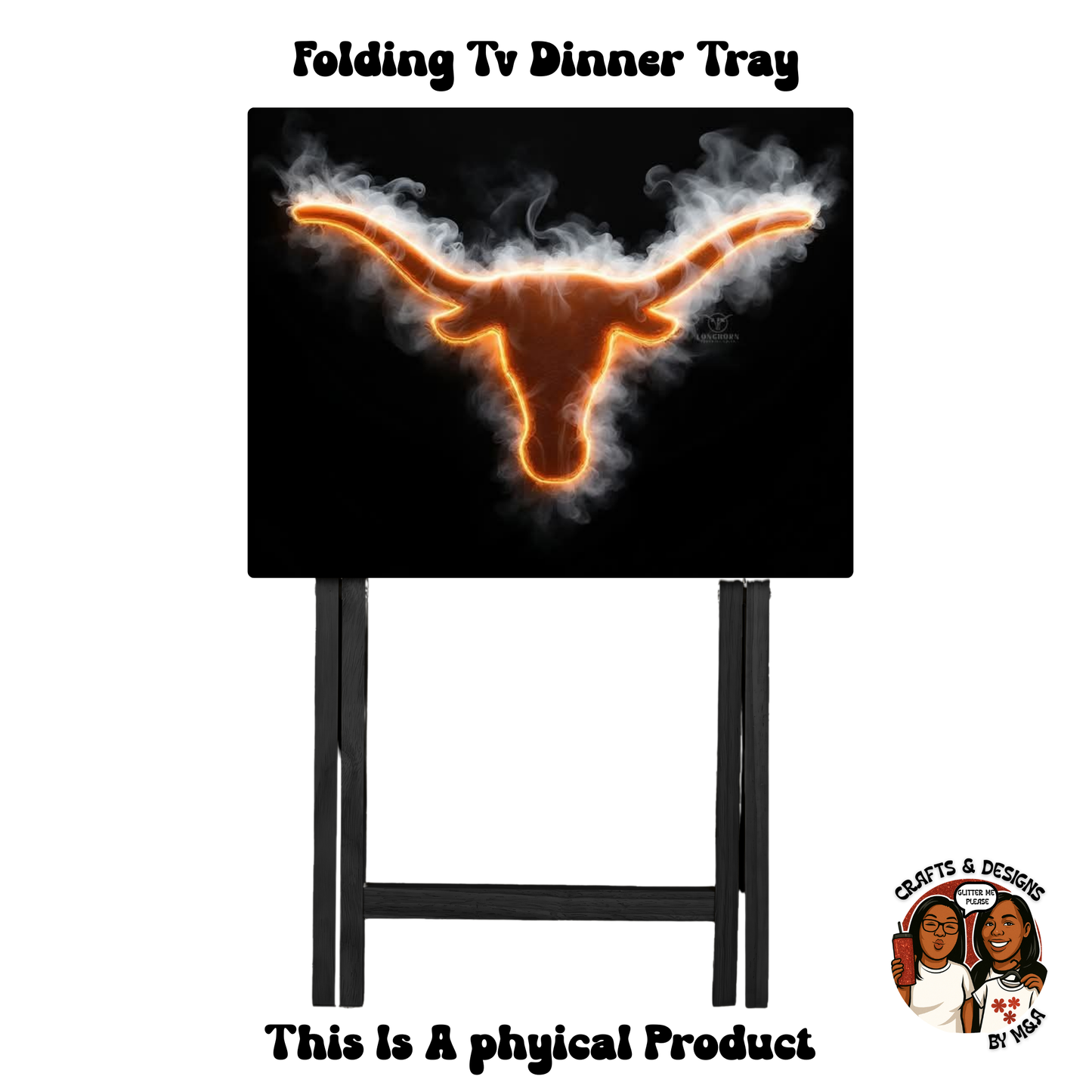 Texas Longhorns Get Hooked Smoked Folding Tv Dinner Tray