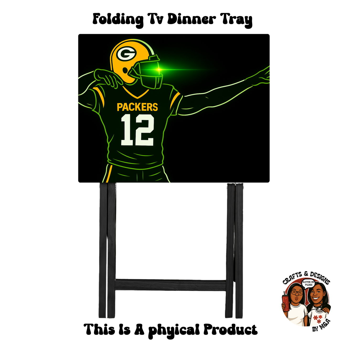 Neon GreenBay Packers Folding Tv Dinner Tray