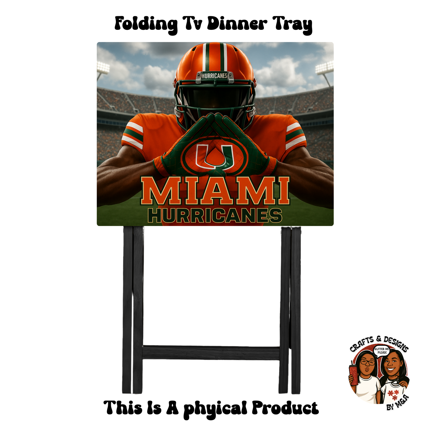 Miami Hurricane Dimond Hands Folding Tv Dinner Tray