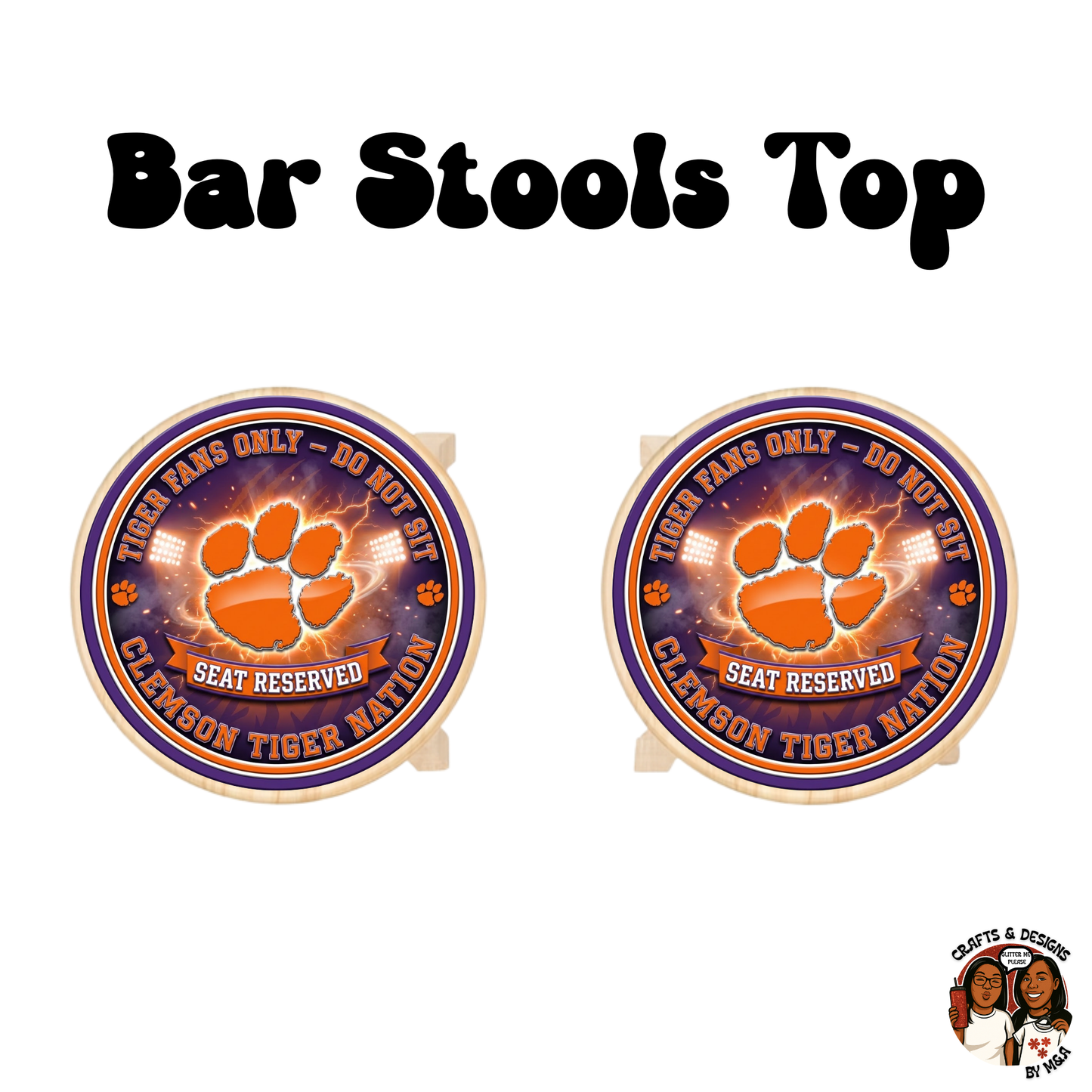 Tiger Fans Only Wooden Bar Stool 2pc Set