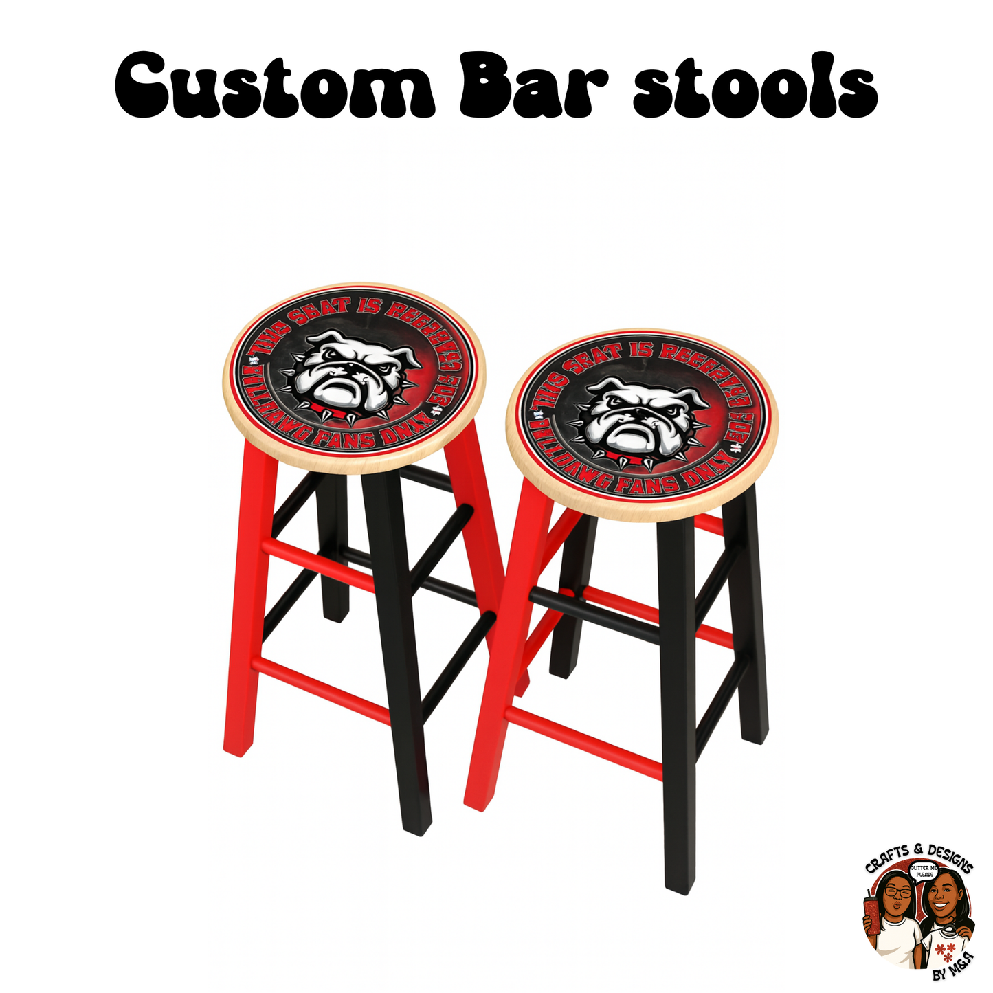 UGA Seat Reserved Wooden Bar Stool 2pc Set