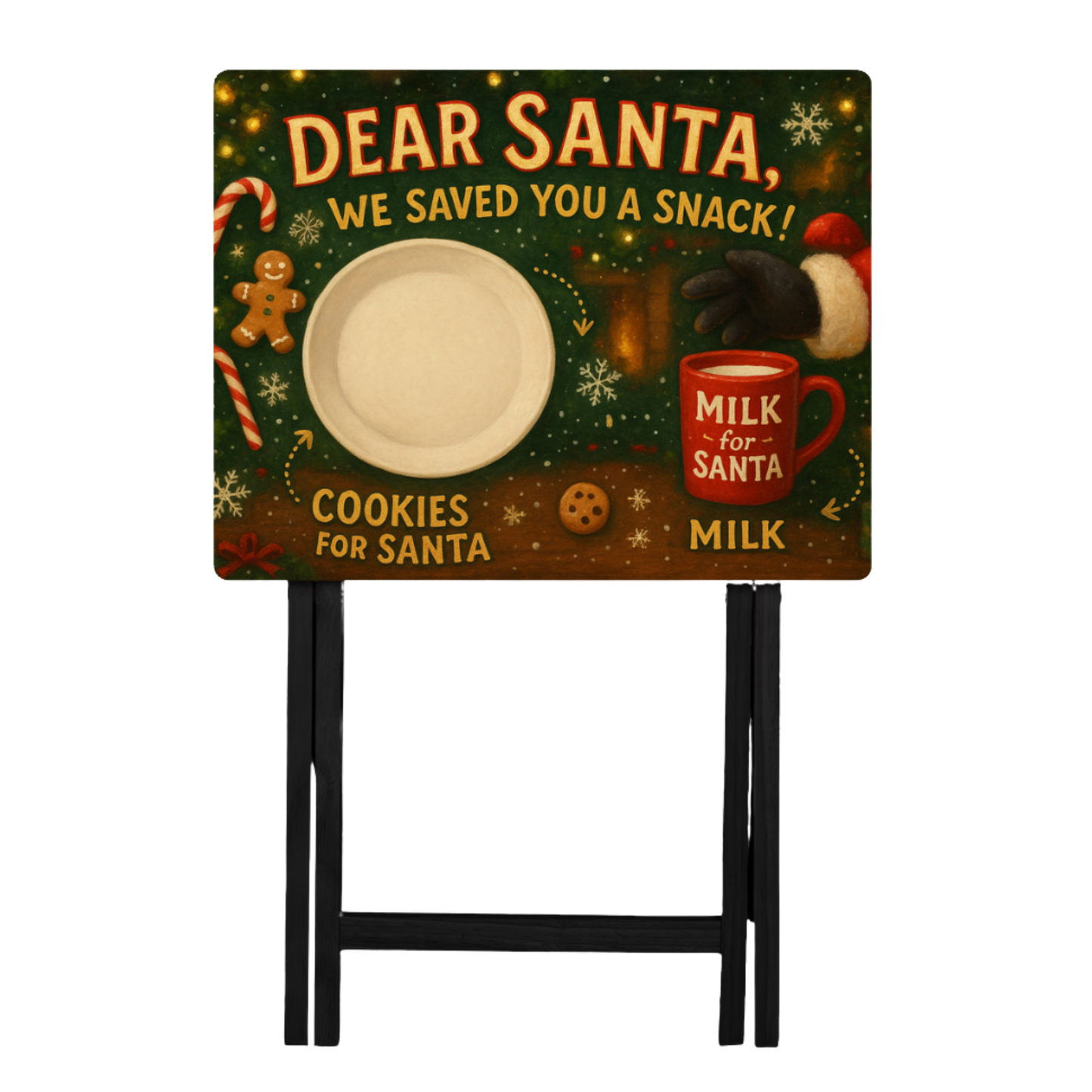 Santa Cookies & Milk Folding Dinner Tray