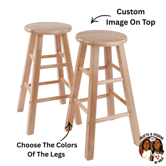 Custom Wooden Bar Stool 2pc Set