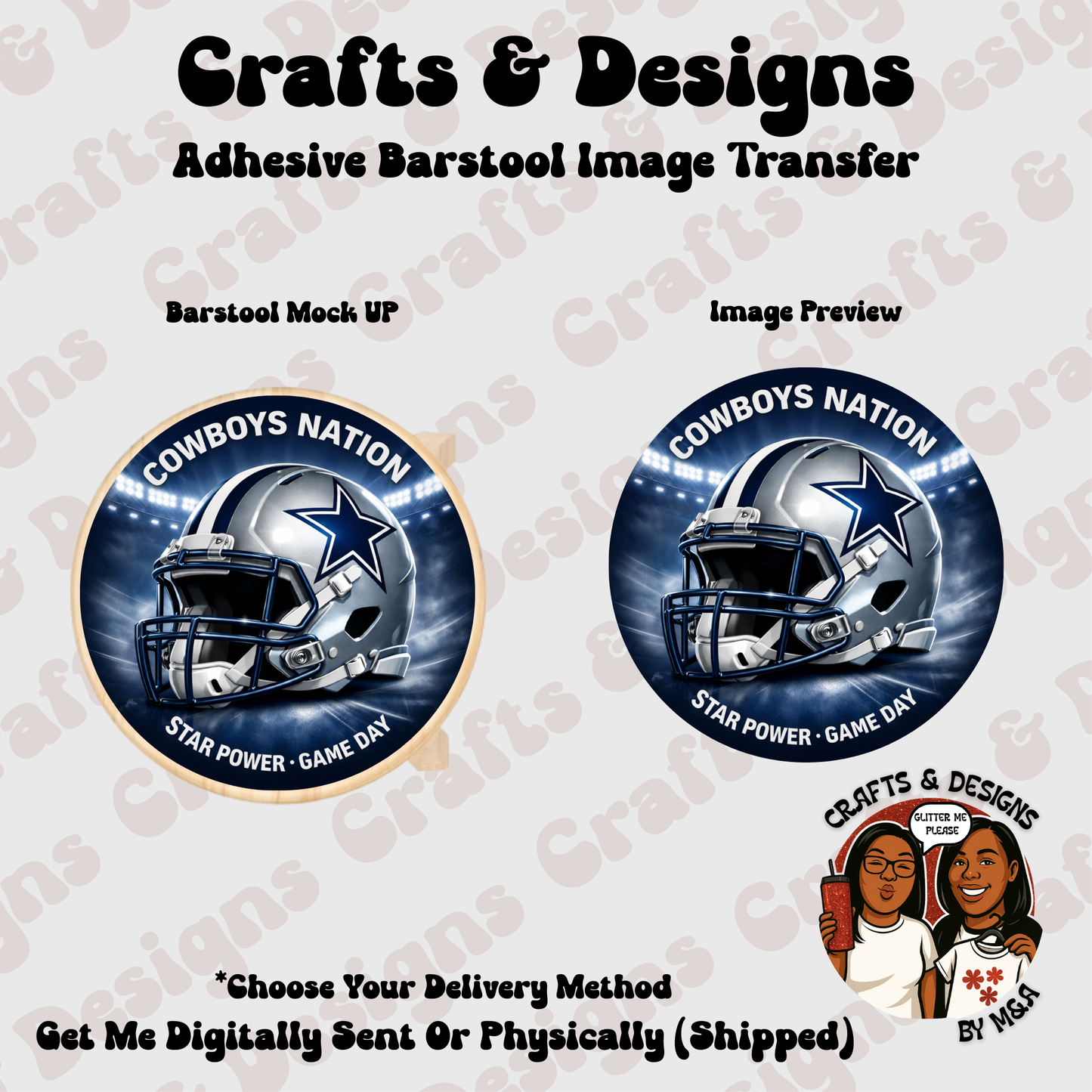 Dallas Cowboys Star Power 12X12 Barstool Adhesive Image Transfer