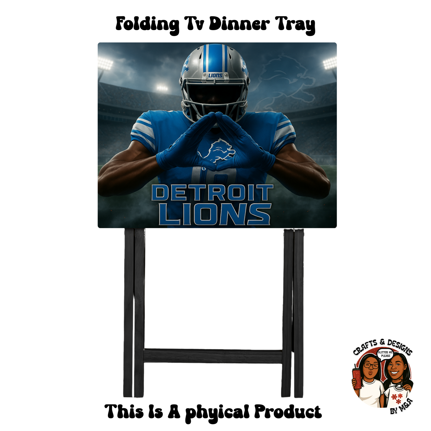 Detroit Lions Dimond Hands Folding Tv Dinner Tray
