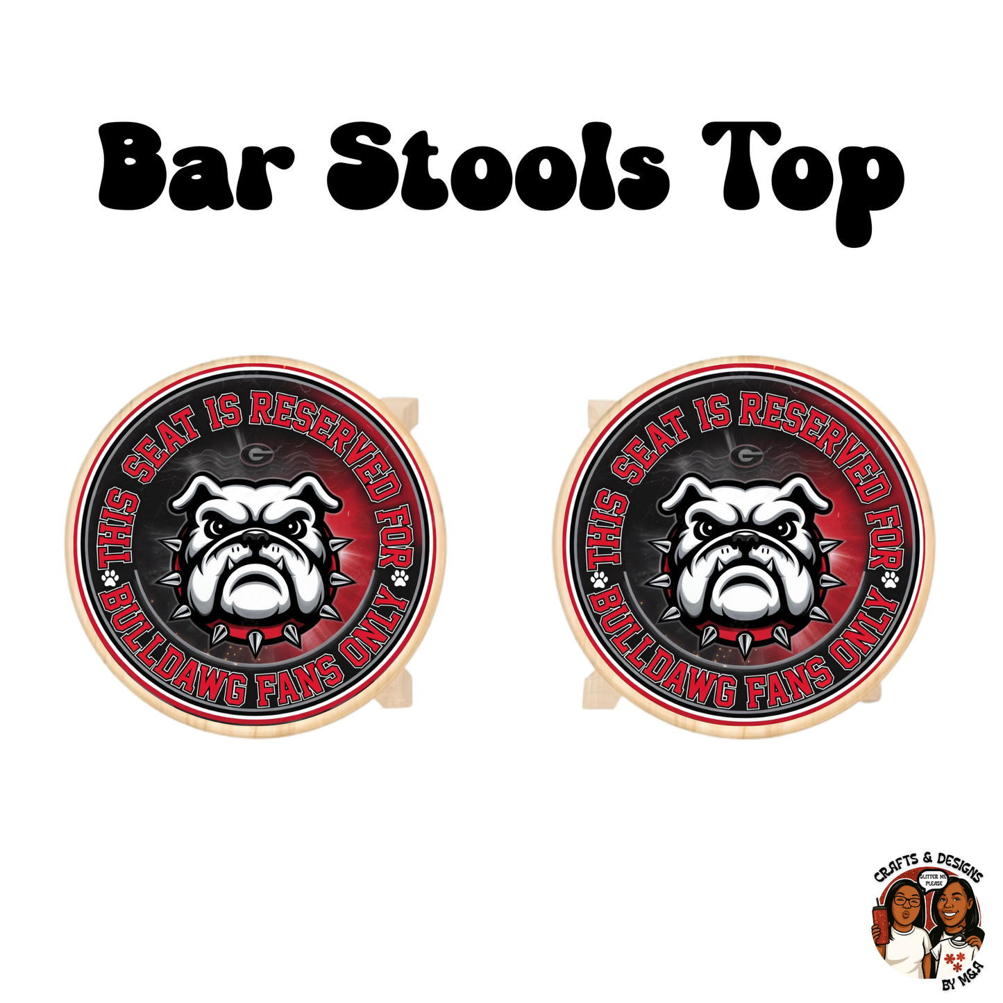 UGA Seat Reserved Wooden Bar Stool 2pc Set