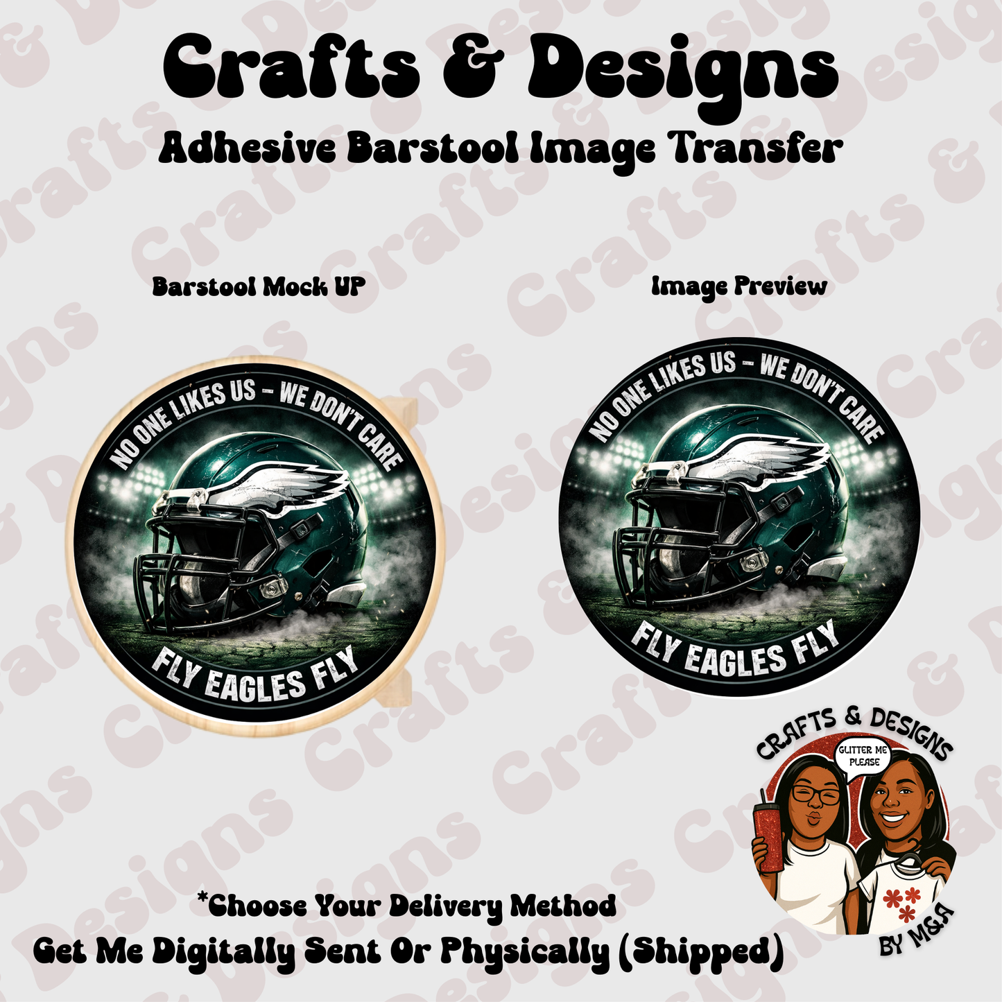Fly Eagles Fly 12X12 Barstool Adhesive Image Transfer