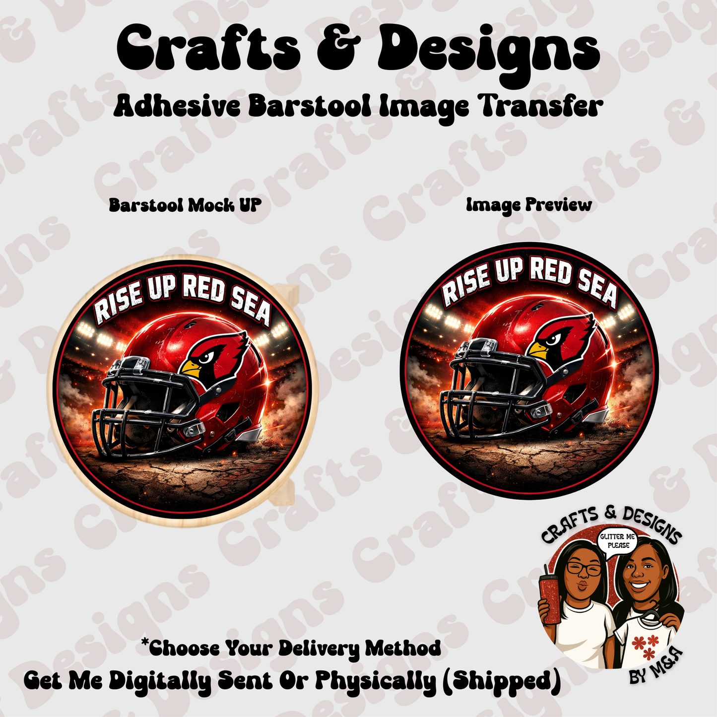 Rise Up Red Sea 12X12 Barstool Adhesive Image Transfer