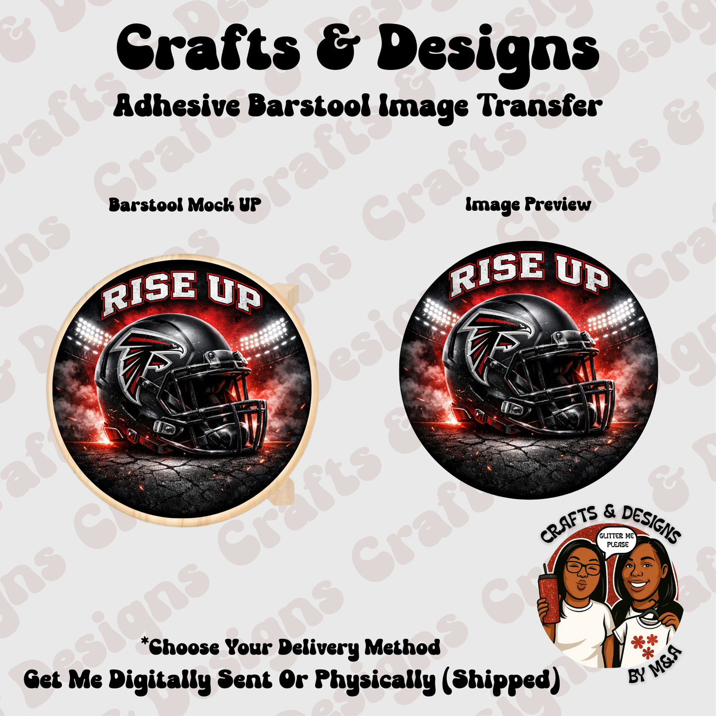 Rise Up Falcons 12X12 Barstool Adhesive Image Transfer