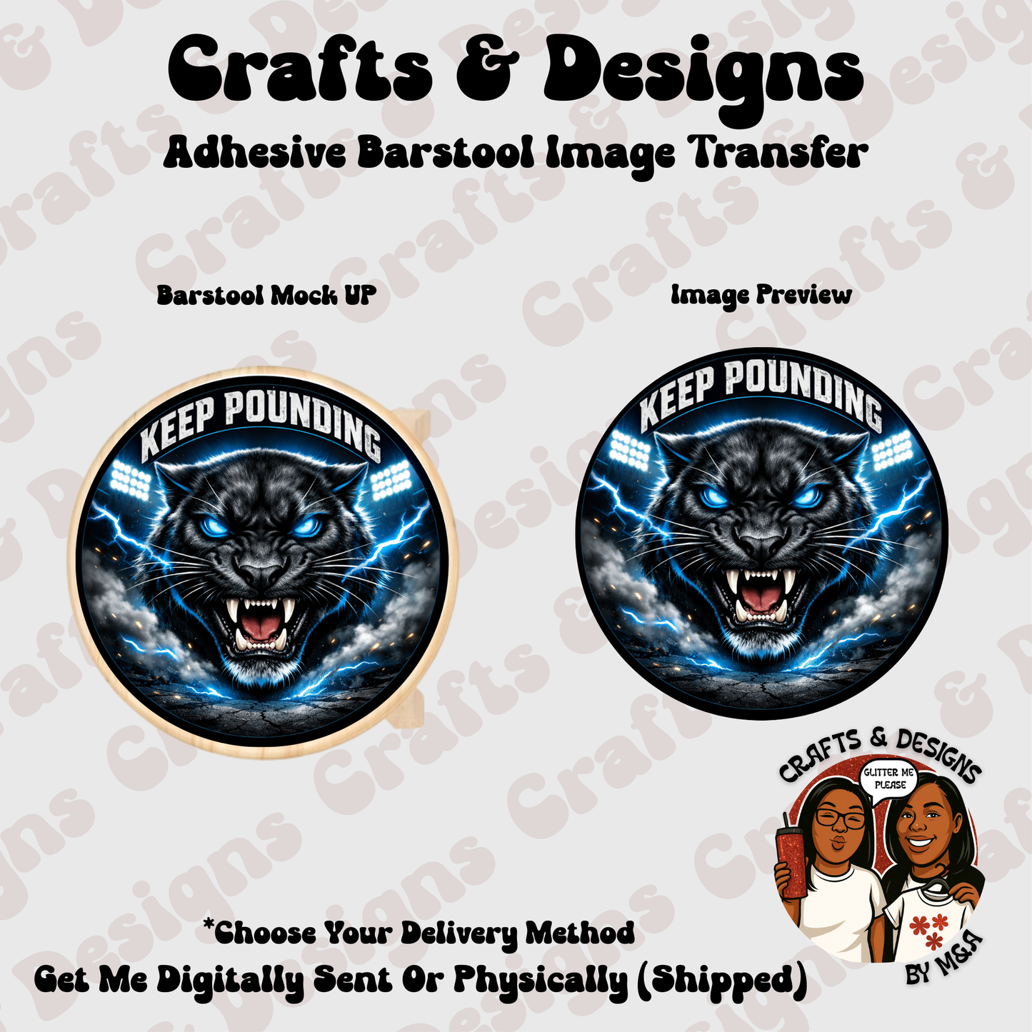 Carolina Panthers Keep Pounding 12X12 Barstool Adhesive Image Transfer