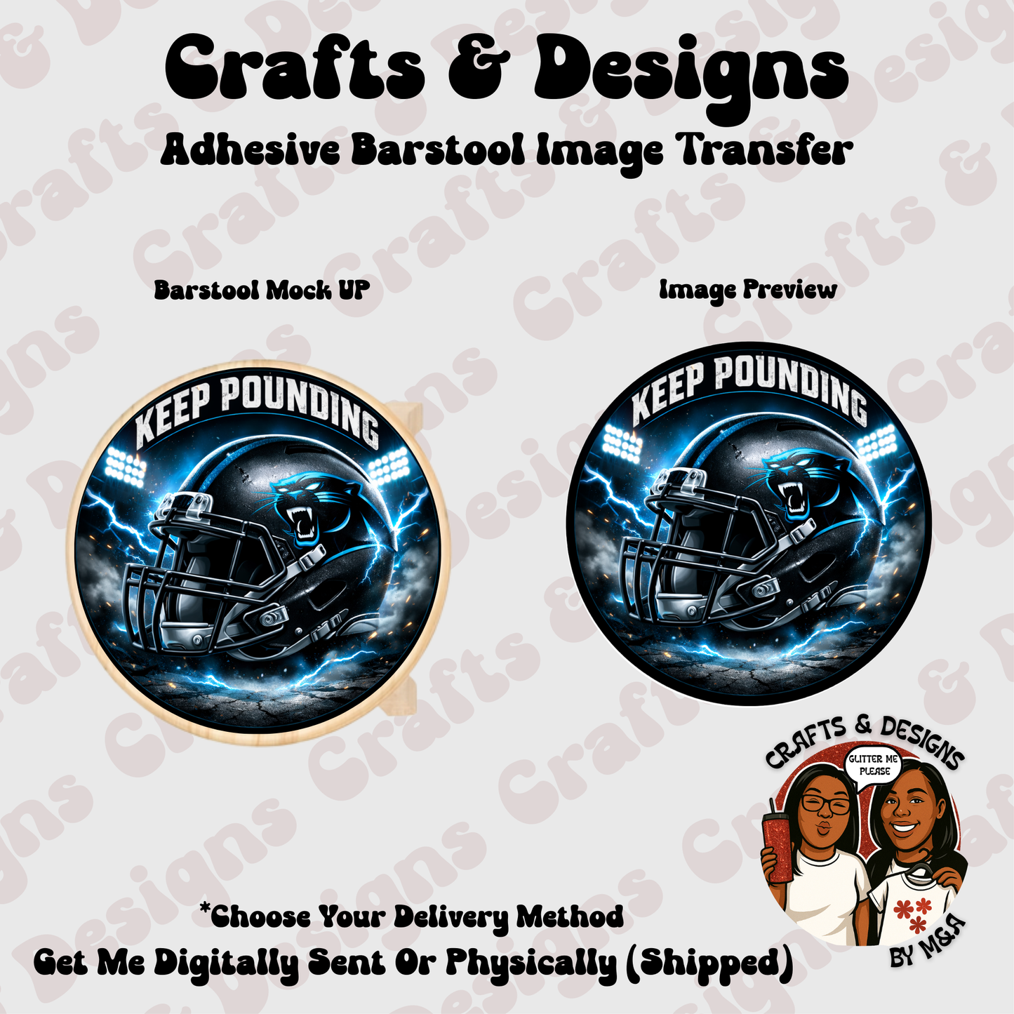 Carolina Panthers Keep Pounding 2.0 12X12 Barstool Adhesive Image Transfer