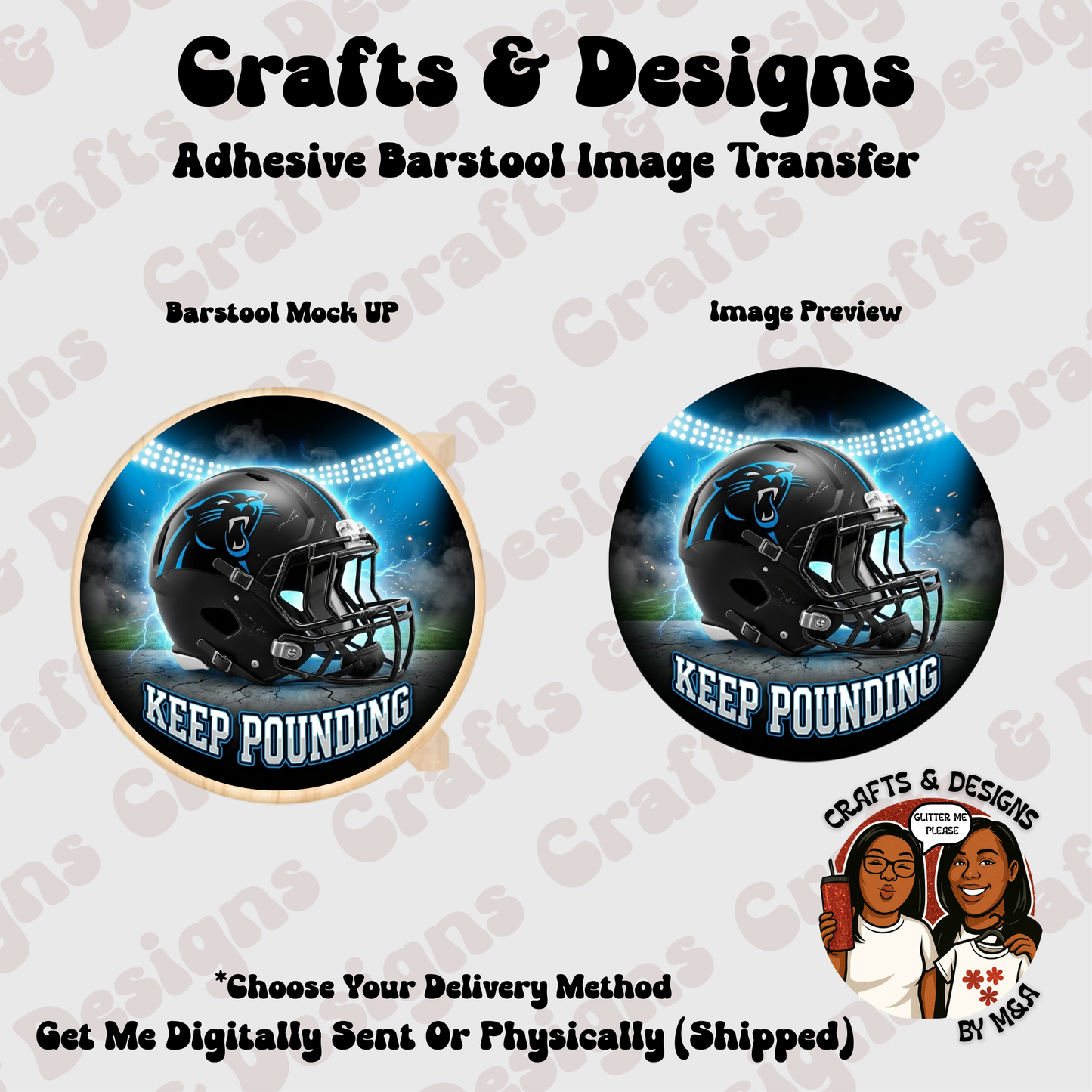 Carolina Panthers Keep Pounding 3.0 12X12 Barstool Adhesive Image Transfer
