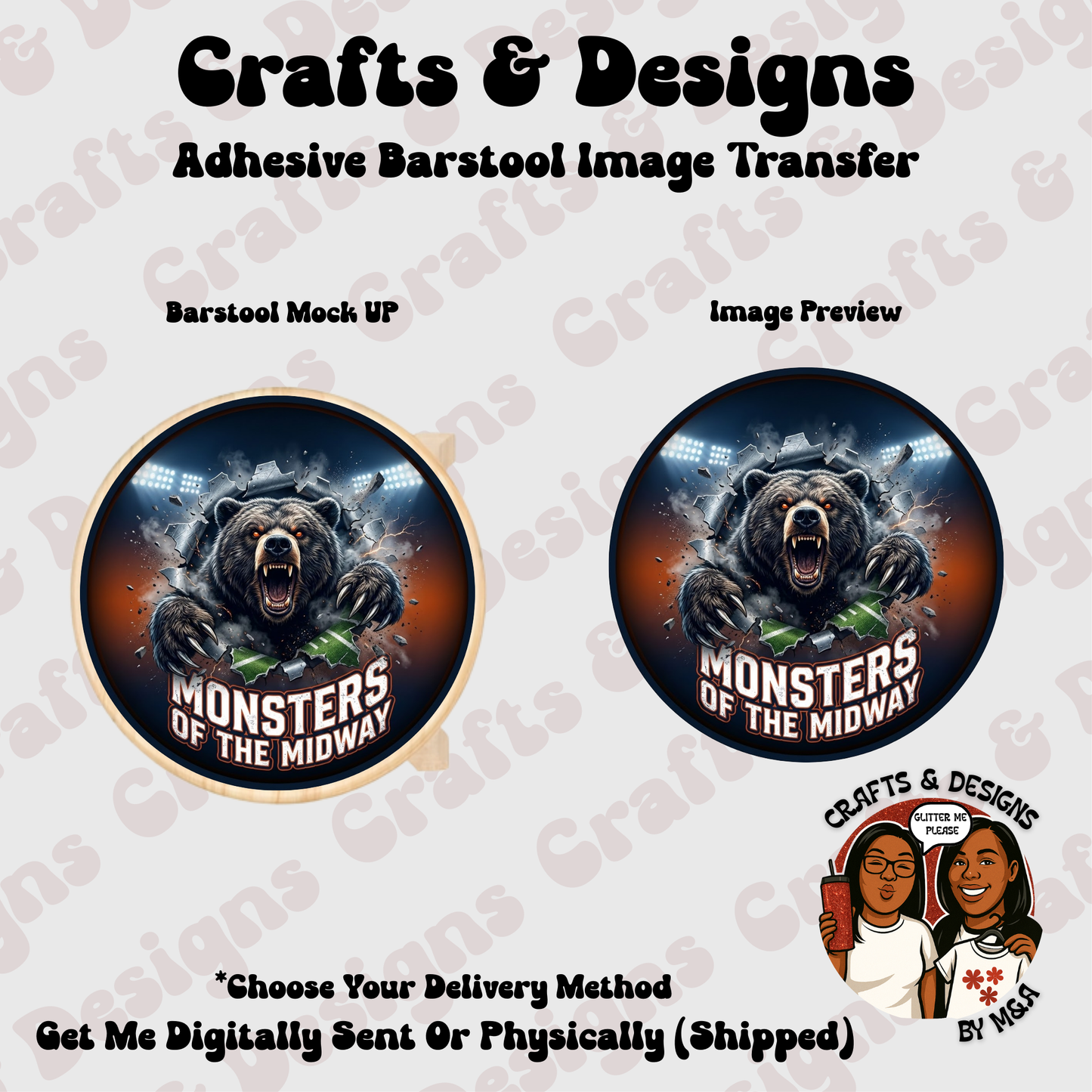 Monsters Of The Midway 12X12 Barstool Adhesive Image Transfer