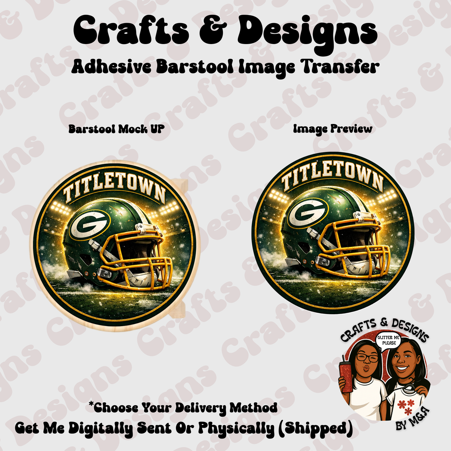 Green Bay Packers Title-Town 12X12 Barstool Adhesive Image Transfer