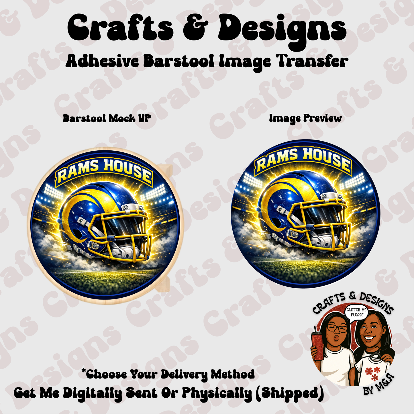 LA Rams House 12X12 Barstool Adhesive Image Transfer