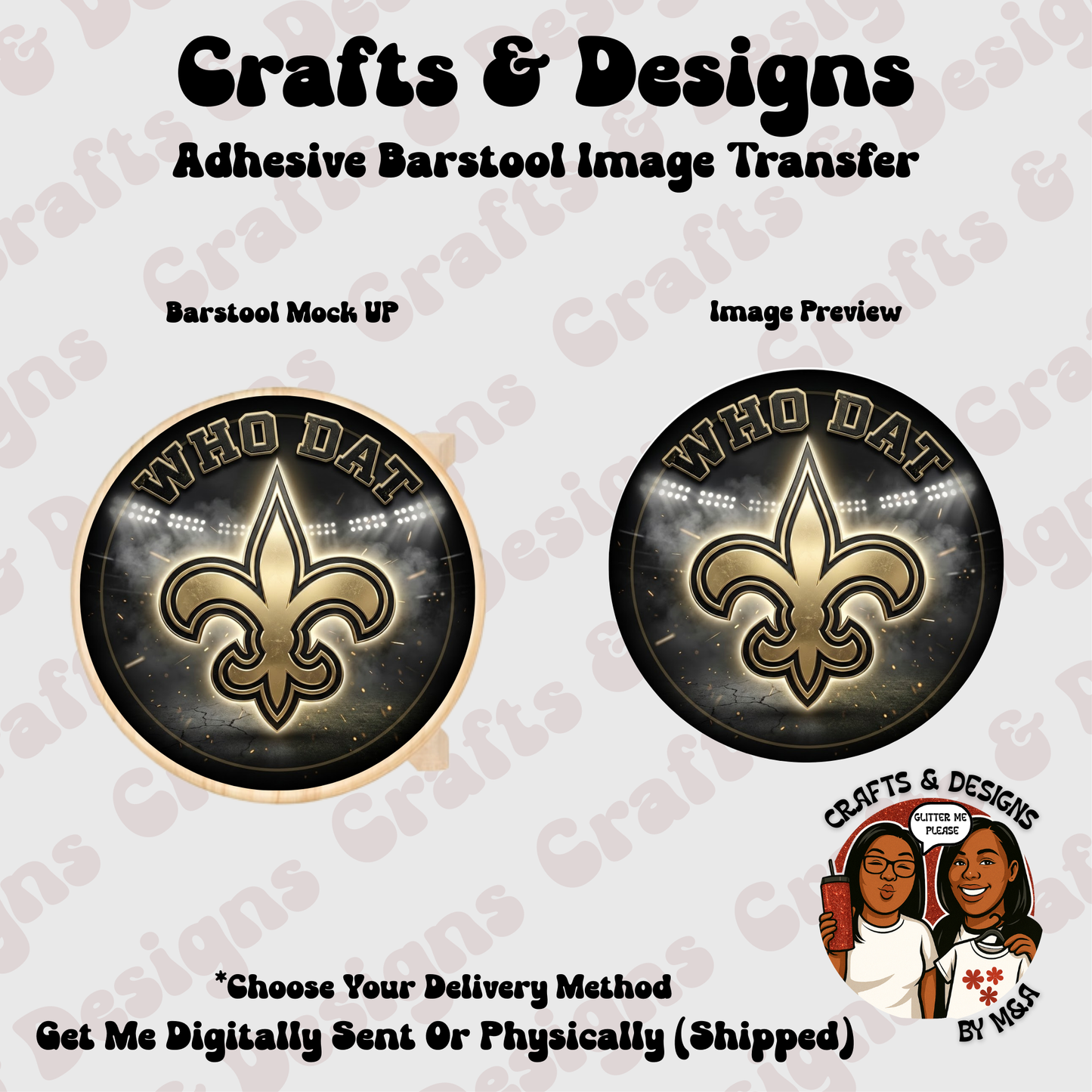 Who Dat Saints 2.0 12X12 Barstool Adhesive Image Transfer