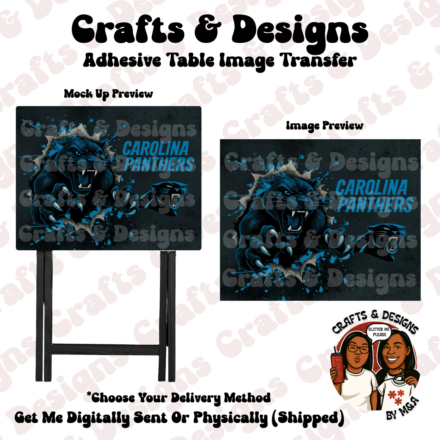 Carolina Panthers Attack Adhesive Table Transfer