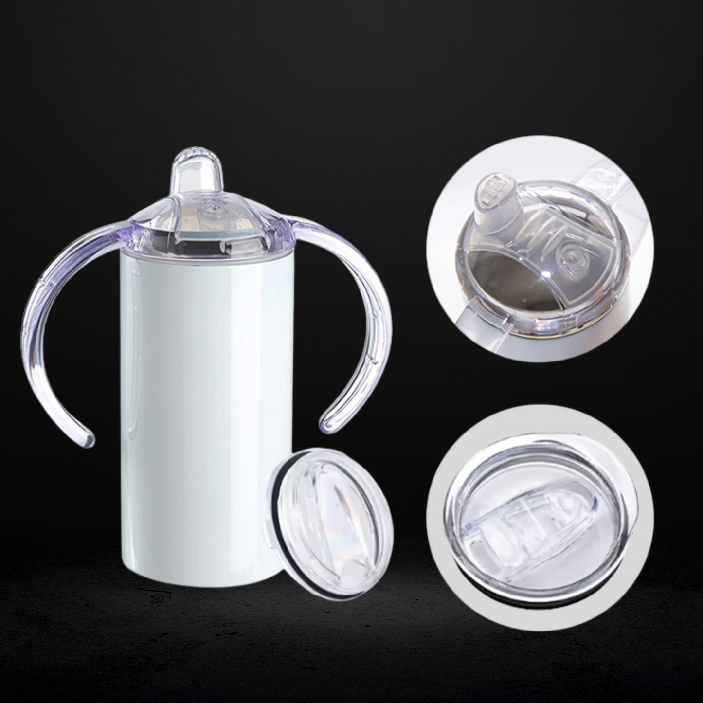 Custom 12oz Sublimation Sippy Cup with Duo Lids Stainless Steel Insulated